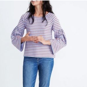 Madewell EUC Shirred-Sleeve Sailor Top Size Medium